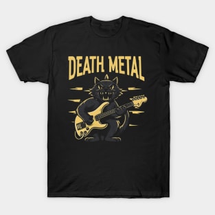 Death Metal Satanic Baphomet Cat playing guitar T-Shirt